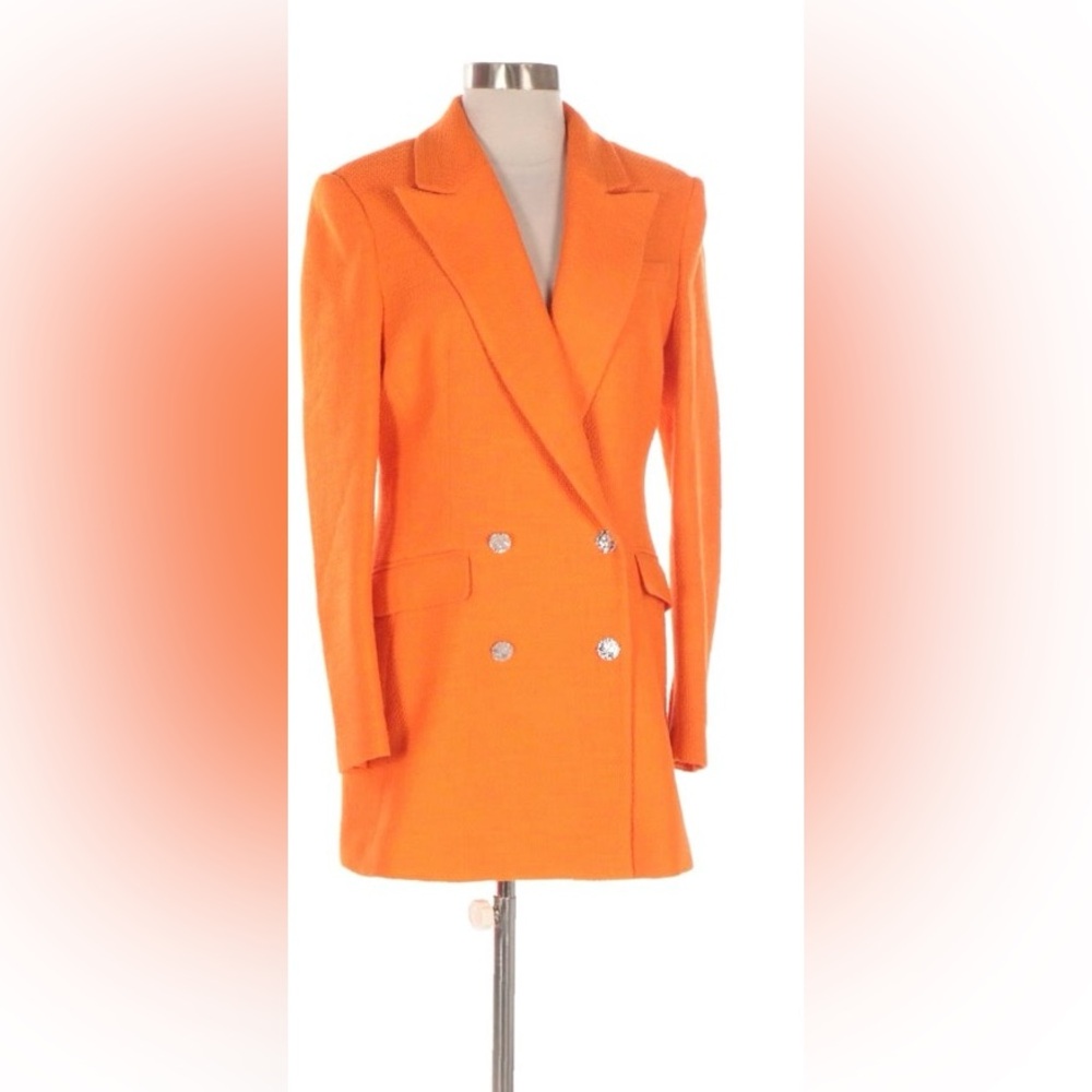 Karen Millen Bright Orange Double-Breasted Blazer Coat NWT